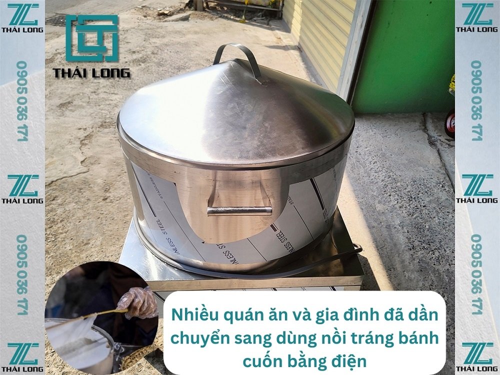 Nồi tráng bánh cuốn bằng điện đang được nhiều người sử dụng